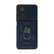 Xiaomi Poco X4 Pro 5g Uyumlu Kılıf Pars Lens Yüzüklü Silikon - Lacivert