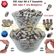 200 Adet Rg6 F Konnektör + 200 Adet F Ara Birleştirici Konnektör