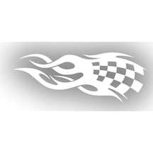 Alev Racing Sticker 17x17 Cm Beyaz