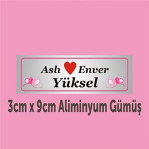Model 2 , Kişiye Özel Kapı Isimliği Aliminyum Parlak Levha 3cm X 9cm Ölçüsünde