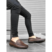 Ba0306 İçi Dışı Hakiki Deri Püsküllü Kahverengi Klasik Erkek Corcik Ayakkabısı