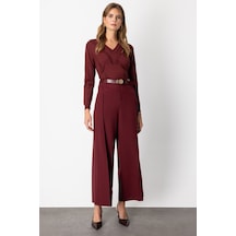 On Kadın Beli Kemerli Bol Paça Pantolon 64133 Bordo Bordo On Kadın Beli Kemerli Bol Paça Pantolon 64133 Bordo Bordo