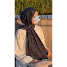 Qalortex Scarf Premium Pamuklu Jakar Şal-antrasit