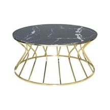 Orta Sehpa Brc Cadde Model Siyah Mermer Temper Cam Metal transmisyon GOLD renk Kaplama El Yapımı