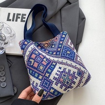 Agoodshop Kadınlar İçin 2024 Moda Etnik Tarzı Kanvas Çanta - Retro El Taşıma Kovası - Günlük Kullanım İçin Multifonksiyonel A.Haki