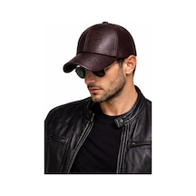 Valkyrie Erkek Koyu Kahverengi Deri Şapka Kavisli Siperlikli Ayarlanabilir Spor Günlük Baseball Cap