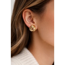 Desingshop Gold Renkli Sarmal Desenli Yeni Tasarım Küpe
