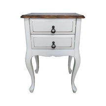 Masifart Pine Komodin Çam Beyaz Eskitme Çekmeceli  Telefonluk