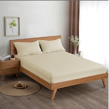 Çift Kişilik 160x200 30 Cm Fitted Lastikli Çarşaf Krem Krem