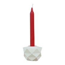 Mumluk Şamdan Tealight Ve İnce Mum Uyumlu Prizma Model - Beyaz
