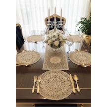 Fransız Dantelli Runner Ve Supla Takımı 1 Runner, 6 Supla Kahve Diğer