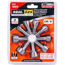 Real Özs 9 Parça Manyetik Somun Adaptörü Bits Lokma Adaptör Sürat