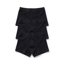 Öts Erkek Çocuk 3 Lü Pamuklu Boxer Düz Renk Ergonomik Tasarım 7240-3 Siyah