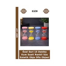 Özel Seri 15 Dakika Kum Saati Renkli Süs Estetik Obje Ofis Objesi