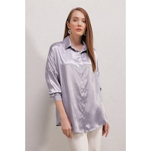 Bigdart 3985 Oversize Saten Gömlek - Lila 001
