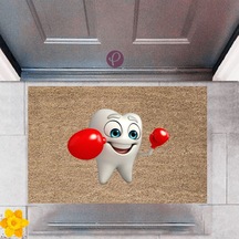 Kapı Önü Paspası Dekoratif Dijital Baskı Gülen Diş P-2429