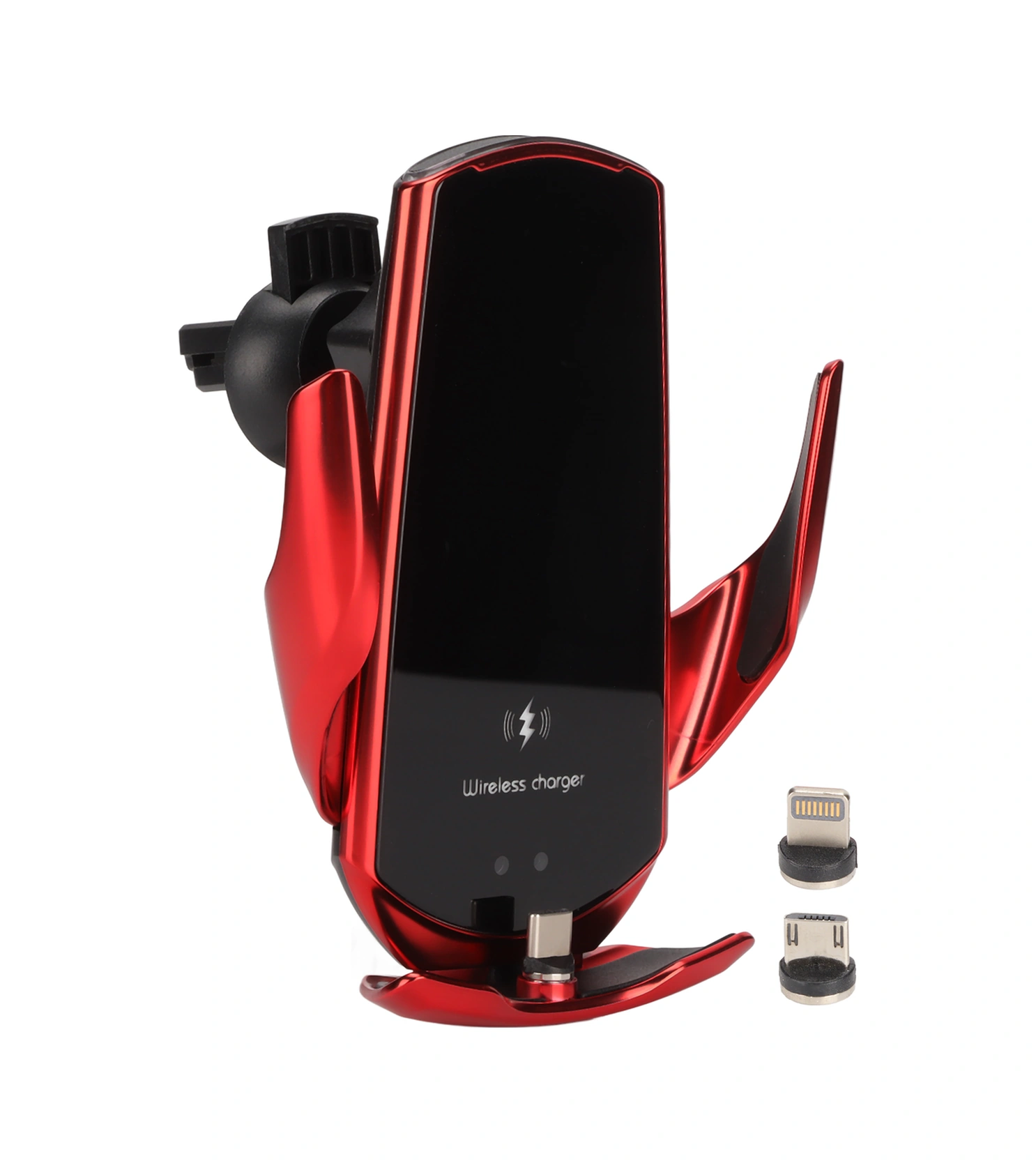 Vkemall Kırmızı Akıllı Algılama Araç Kablosuz Şarj Cihazı 15w Hızlı Şarj Otomatik Klem Alçı İphone 12/13 Samsung S/note Serisi Uyumlu
