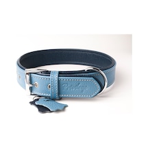 Privilege Flotter Hakiki Deri Köpek Boyun Tasması M Mavi Lacivert 3 x 38-47 CM Mavi