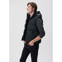 Mavi Erkek Kapüşonlu Yelek Antrasit