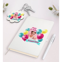 Kişiye Özel Fotoğraflı Doğum Günü Beyaz Defter Kalem Ve Anahtarlı N11.20481
