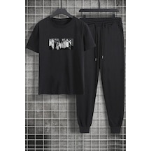 Uyguntarz Unisex Naruto Baskılı 2'li Eşofman Takımı Siyah