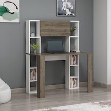 Dekorosso Dekorosso Vital Raflı Dolaplı Çalışma Masası Beyaz-Ceviz