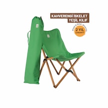 Bag The Joy Ahşap Kahverengi İskelet - Yeşil Kılıf Sandalye