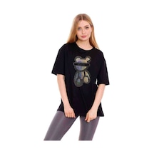 Kadın Oversize Taş Işlemeli Ayıcık Baskılı Tshirt (534304875)