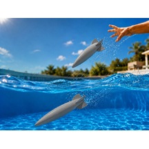 3d Baskı Su Roketi Torpido Oyuncağı - Havuz Dalış Oyuncağı-gri