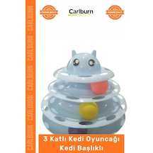 Petshop İnteraktif Eğitici Hareketli Toplu Yuvarlak Kaliteli 3 Katlı Kedi Oyuncağı Kedi Başlıklı