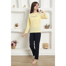 Akbeniz Kız Çocuk Penye Pijama Takım 20422 Sarı