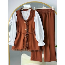 Lovie Moda Vera Dantel Detaylı Bağlamalı İkili Takım Kahverengi