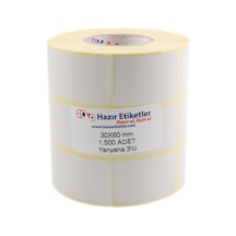 Pp Opak Etiket 30mm X 60mm 1500 Adet Yan Yana 3 Lü Çok Renkli