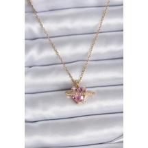 Mey İthalat 316l Çelik Gold Renk Zincir Pembe Kristal Kalp Model Zirkon Taş Detay Kadın Kolye - Özel Seri Meyeb6538f3ae86b34d37c9070704 altın