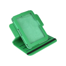 Teltree Kindle Fire 7" İçin 360 Derece Dönebilen Pu Deri Kılıf - Yeşil, Otomatik Uyku Modu