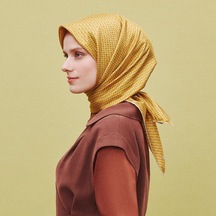 Armine İpek Eşarp 2025 Yaz - 9307-35 Hardal Twill Hardal