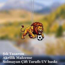 Araba Ayna Süsü, Araba Süsü, Çanta Aksesuarı - Aslan 2 - Pleksi Malzeme, Uv Baskılı - 041 8x6 Cm