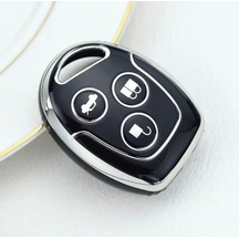 Lüx Ford Fiesta Mondeo Focus Transit Fusion 3 Buton Nano Anahtar Kılıfı Siyah Gümüş Silver Renk