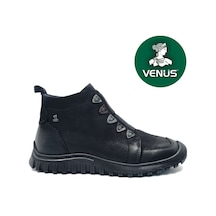 Venüs Nikkoolll Hakiki Deri Kaymaz Taban Ortopedik Kadın Bot Siyah