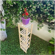 Ahşap Izgaralı 5 Raflı Banyo Rafı / Düzenleyici Bej