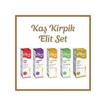 Kaş Kirpik Bakım Elit Set Hint,lavanta,e Vitamini,aloe Vera,ceviz Yağı 20 Ml 5'li Set Cam Damlalıklı