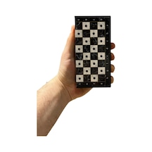 Gifthome Pocket Serisi Küçük Boy Metal Black Taş Ve Mermer Desenli Kutulu Klasik Satranç Takımı 13,5 X 13,5 Cm.