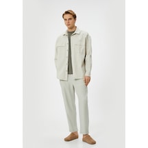 Koton Gabardin Pantolon Beli Bağcıklı Cep Detaylı Gri 4sam40046hw Gri