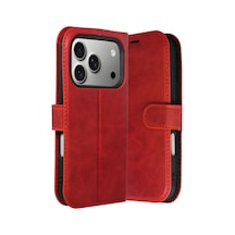 Apple iPhone Uyumlu  17 Pro Uyumlu Trend S Plus Kapaklı Kılıf - Kırmızı