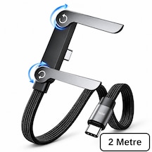 Alfais 6044 Usb Type C Şarj Data Kablosu Standlı Katlanabilir Örgülü Hızlı 240w 2 Metre