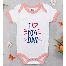 Bk Gift Bk Kids I Love You Dad Tasarımlı Pembe Bebek Body Zıbın-1 3-6 Ay Sarı