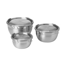 Cıklıd Çelik Saklama Kabı Seti, Paslanmaz Çelik, 3'lü Set Metalik