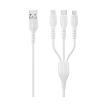 1 Metre Beyaz Silikon Şarj Kablosu - 2a Hızlı Şarj - İos Uyumlu/type C/micro-b Uçları - Veri Transferi Yok