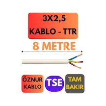 Öznur 3x2,5 Ttr Kablo Metre Seçenekli Beyaz - 8 Metre
