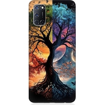 Oppo A52 Uyumlu Dört Mevsim Gece Gündüz Ağaç Desenli Silikon Kılıf